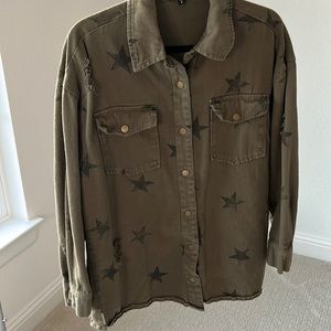 Star denim button down top small